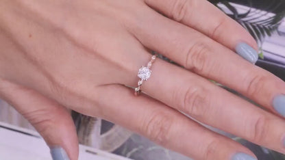 Rose Gold Lab Grown Diamond Engagement Ring: Unique Art Deco CVD Solitaire