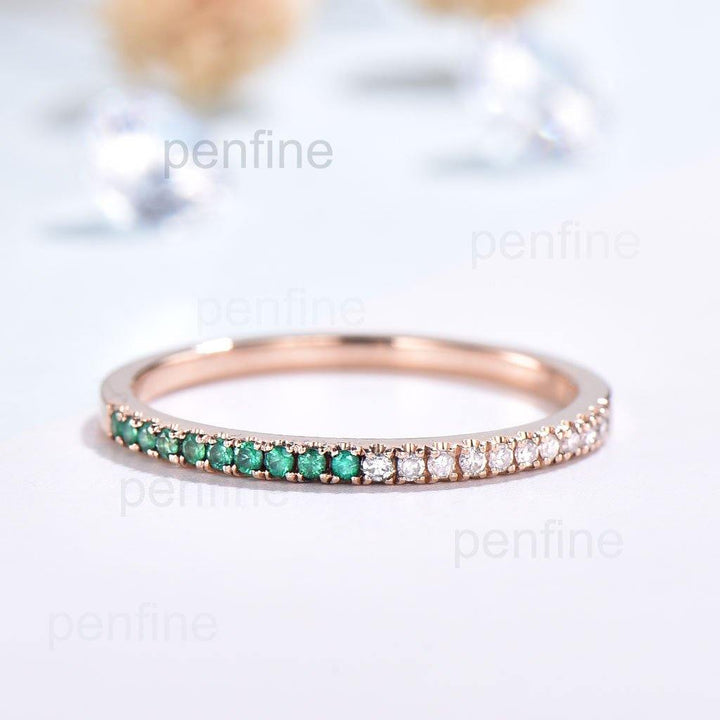 emerald and diamond wedding band