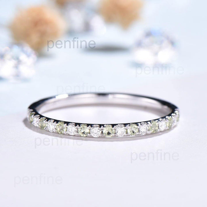 peridot and diamond wedding band