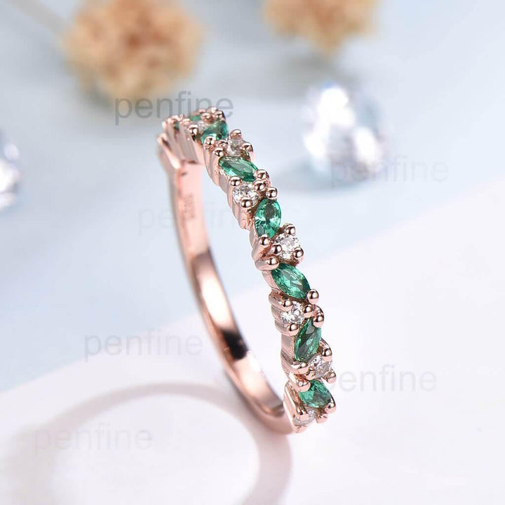 emerald wedding band