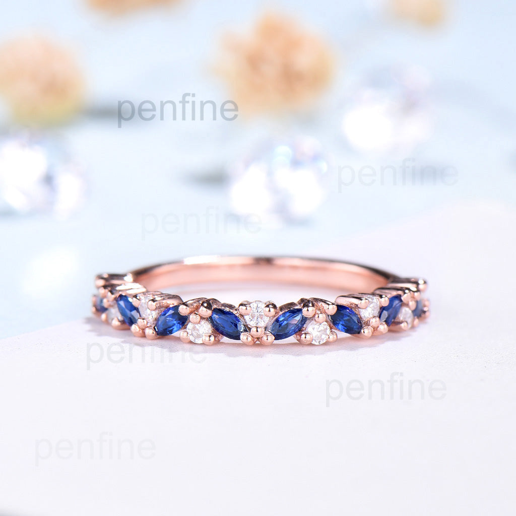 blue sapphire wedding band