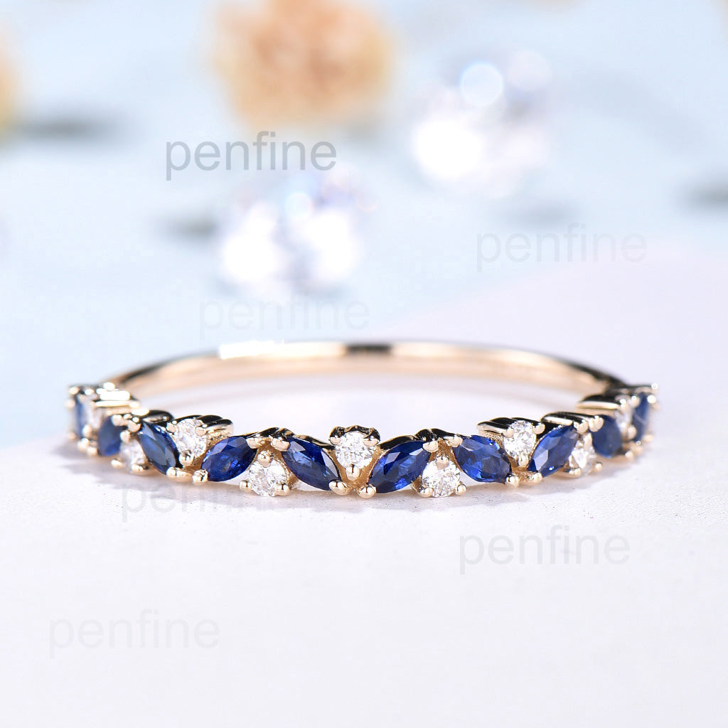 yellow GOLD SAPPHIRE WEDDING BAND