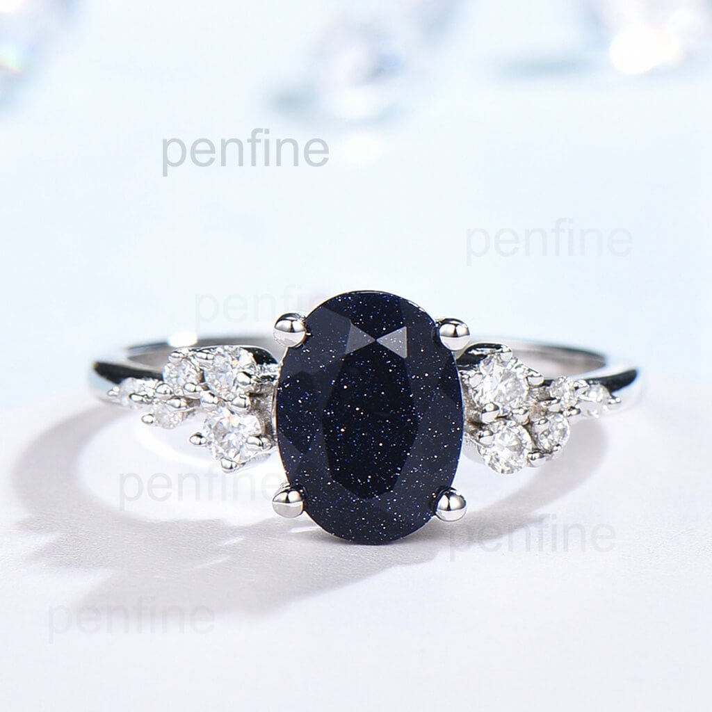 blue sandstone engagement ring