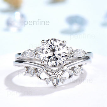 moissanite engagement ring set