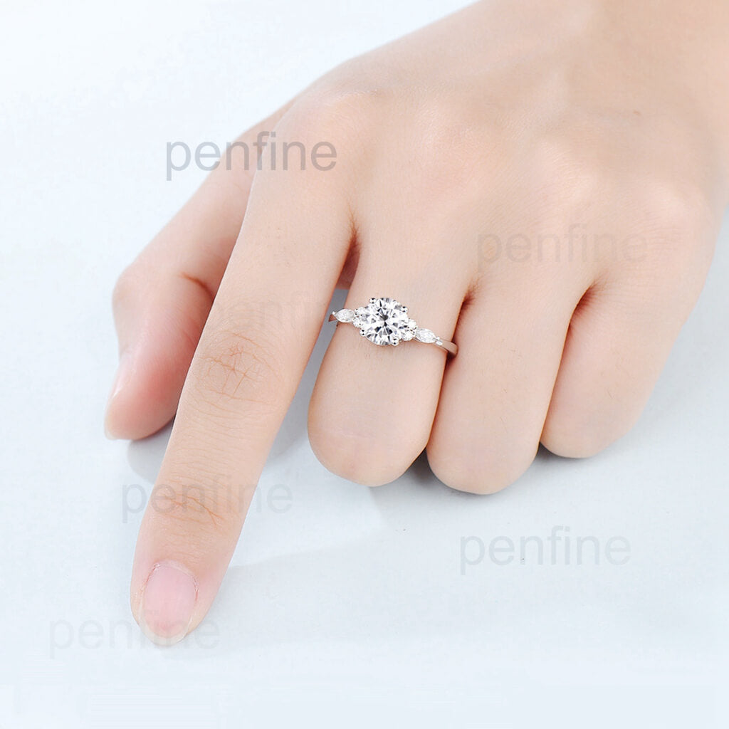 Vintage Moissanite Wedding Set Norse Viking Band - PENFINE