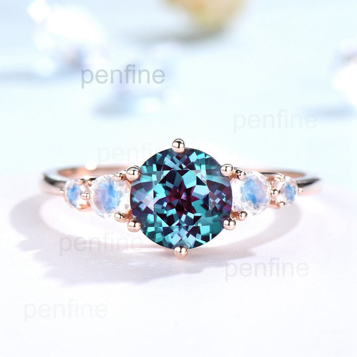 alexandrite moonstone engagement ring