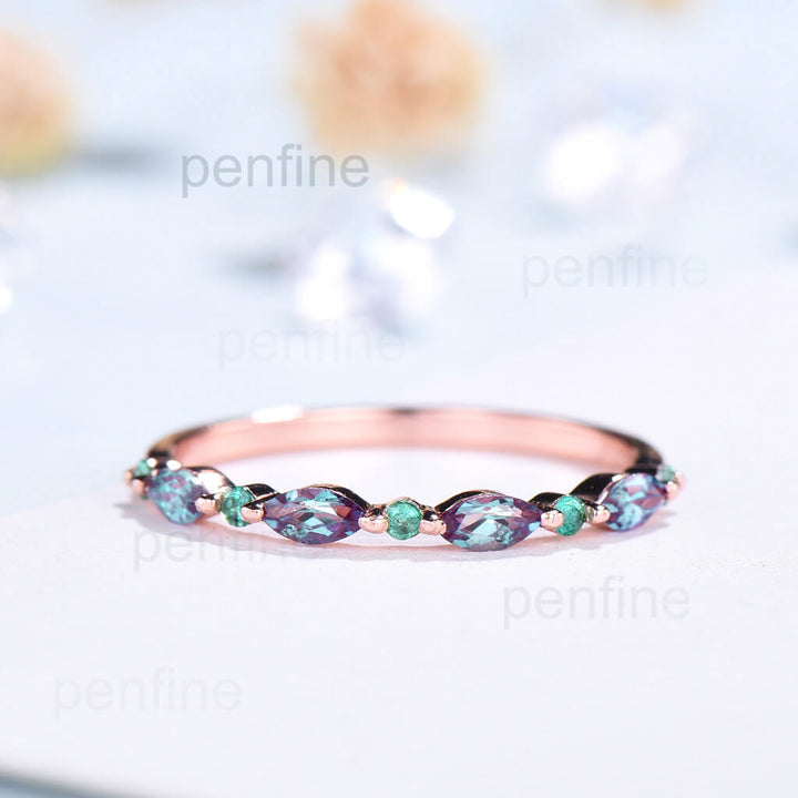 alexandrite wedding band