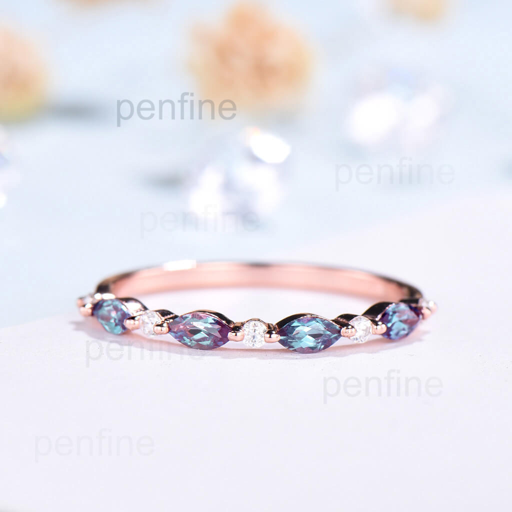 alexandrite wedding band 