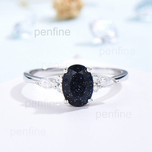  Blue Sandstone Engagement Ring
