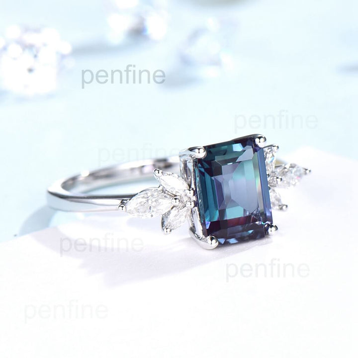 lab created alexandrite rings side