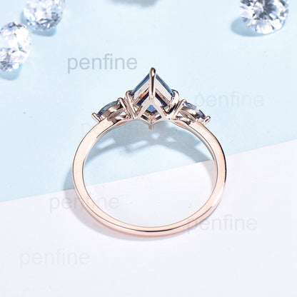 Marquise Alexandrite Band Unique Vintage Alexandrite Engagement Ring Kite Cut Delicate Simple Anniversary Ring For Women - PENFINE