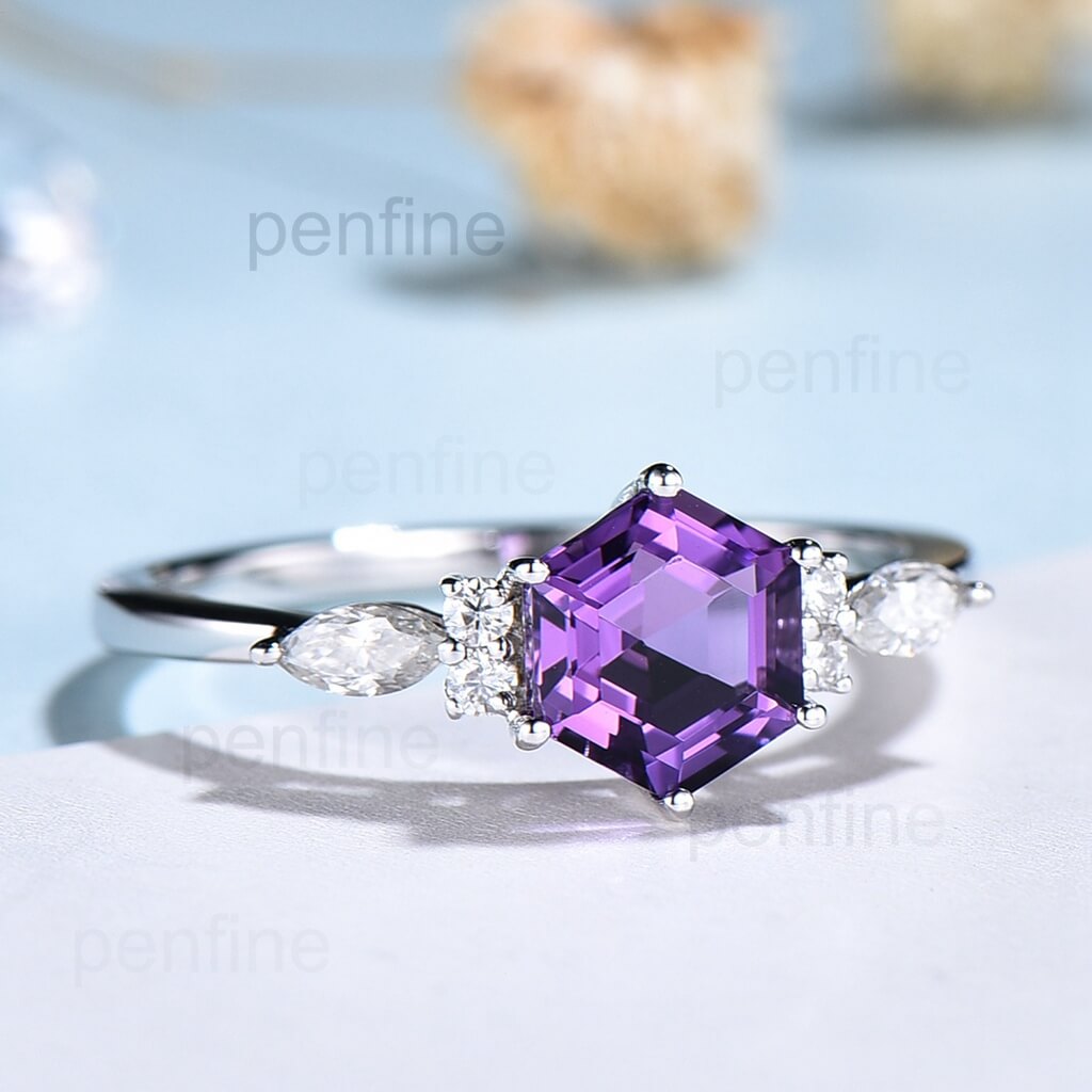 amethyst engagement ring white gold