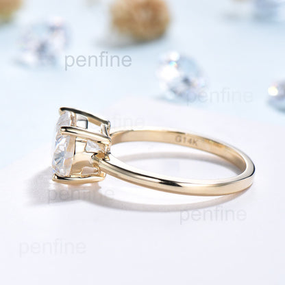 2ct East To West Moissanite Solitaire Ring - PENFINE
