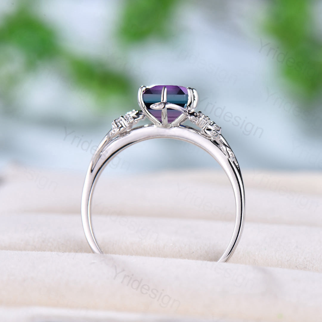 Leaf Style Amethyst Wedding Ring 14k Gold Amethyst Engagement Ring Antique Amethyst Bridal Promise Ring Art Deco Anniversary deals Ring For Women