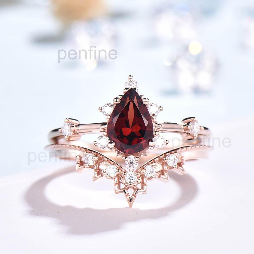 vintage garnet wedding set