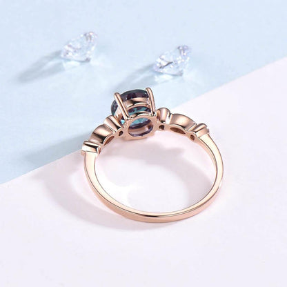 Art Deco Lab Alexandrite Tiara Diamond Engagement Ring - PENFINE