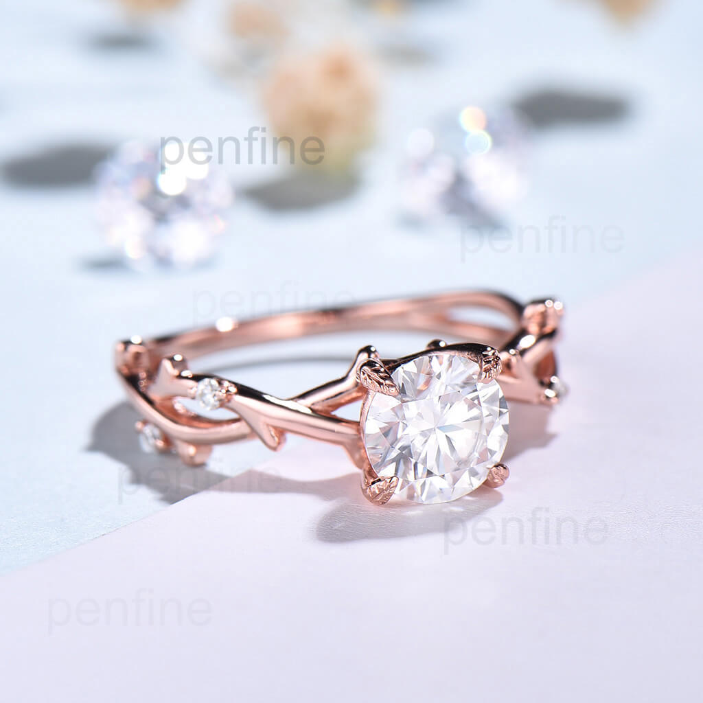 rose gold moissanite engagement ring 