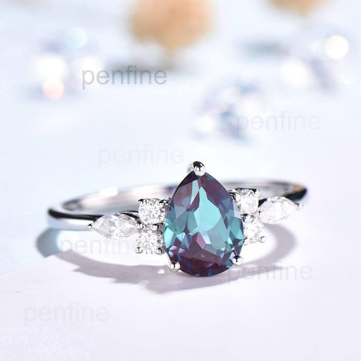 alexandrite engagement ring white gold