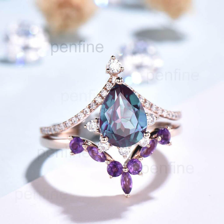 alexandrite wedding set