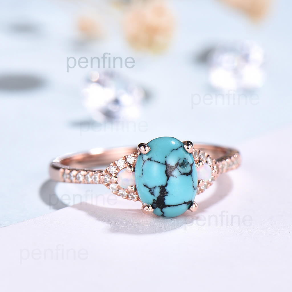 turquoise and diamond engagement ring
