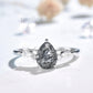 Pear Shaped Black Rutilated Quartz  Engagement Ring