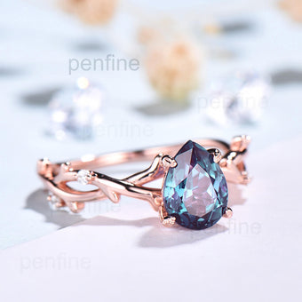 Leaf Alexandrite Engagement Ring