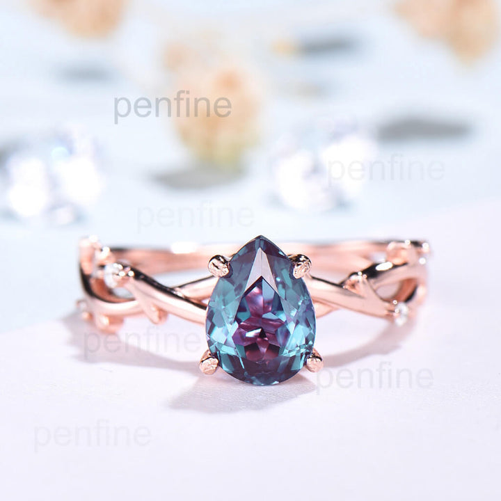 alexandrite engagement ring rose gold