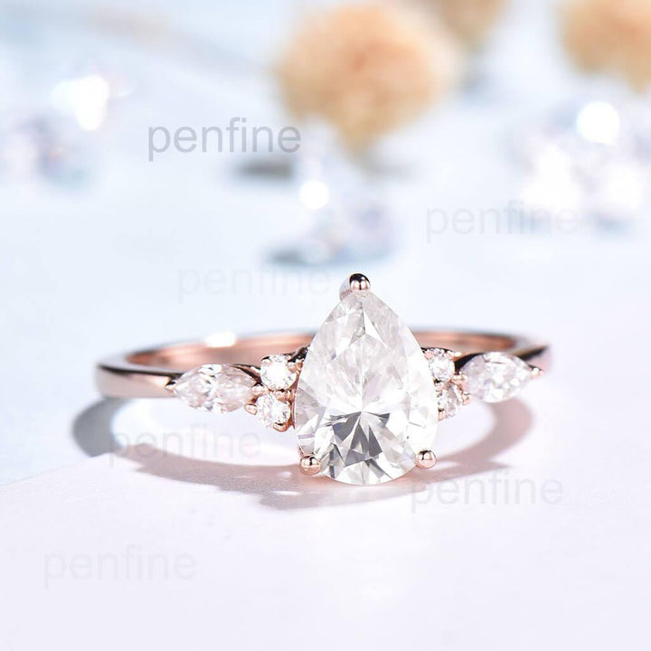 Vintage moissanite engagement ring rose gold