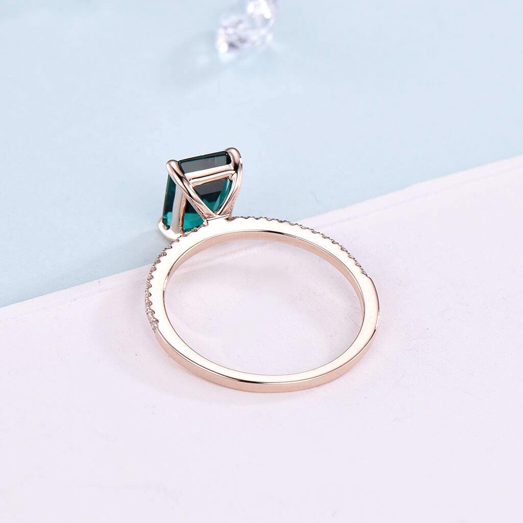 Emerald Cut Emerald Demi Diamond Engagement Ring - PENFINE