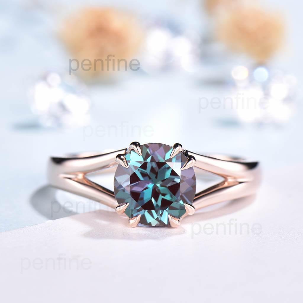 Split SHnaks alexandrite engagement ring rose gold