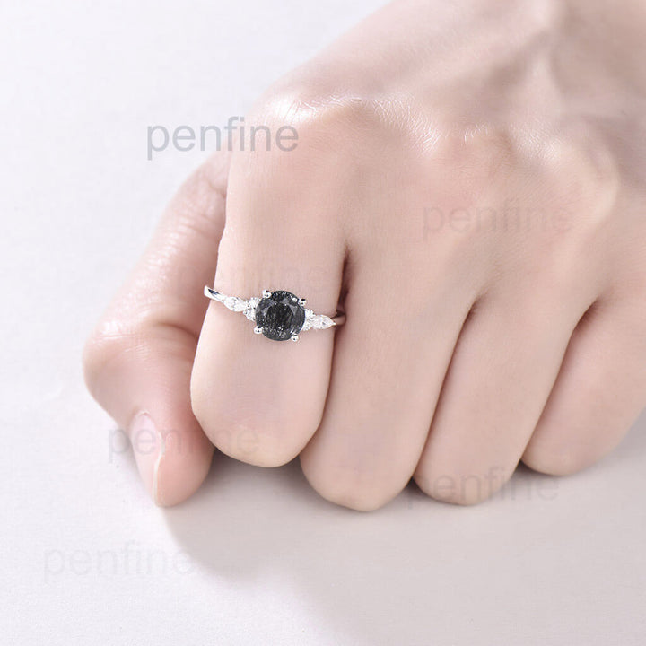 black tourmaine engagement ring