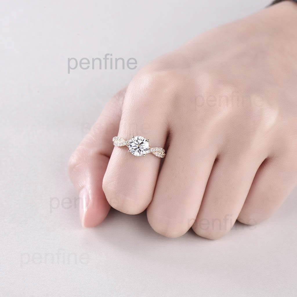 Moissanite Petite Luxe Twisted Vine Engagement Ring - PENFINE