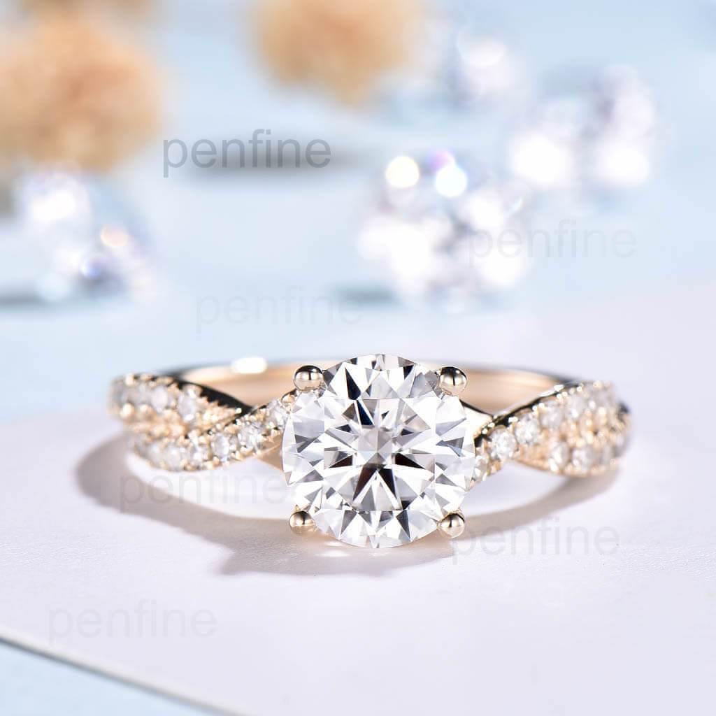 Moissanite Petite Luxe Twisted Vine Engagement Ring - PENFINE