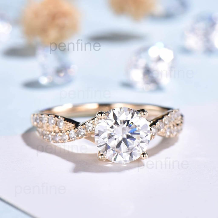 Moissanite Petite Luxe Twisted Vine Engagement Ring - PENFINE