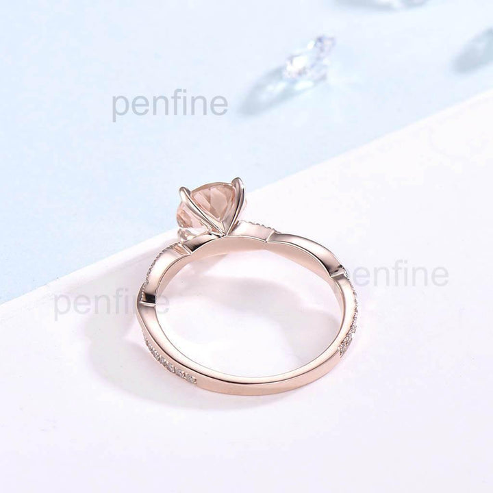 Inifinity Twisted Morganite Diamond Engagement Ring Rose Gold - PENFINE