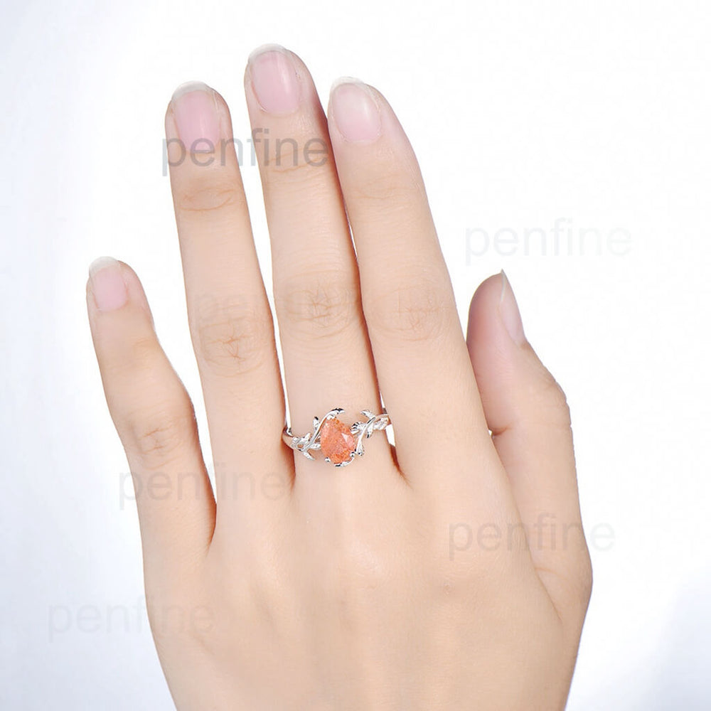 leaf flower engagement ring