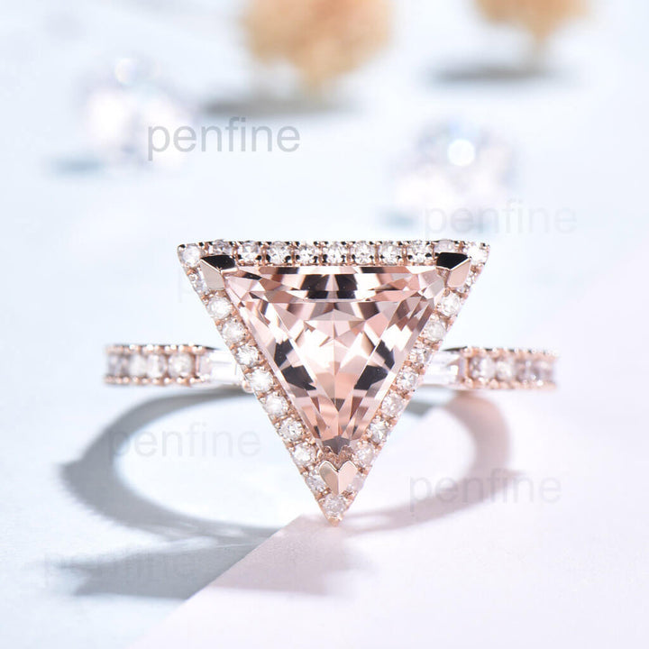 9mm Trillion Cut Morganite Ring