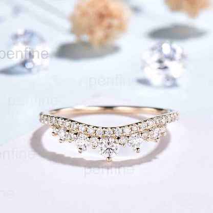 moissanite wedding band yellow gold