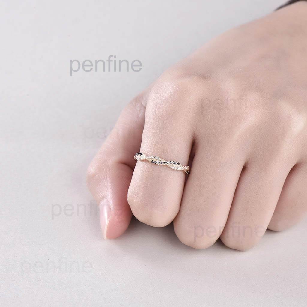 Petite Twisted Vine Eternity Black Diamond Wedding Ring - PENFINE