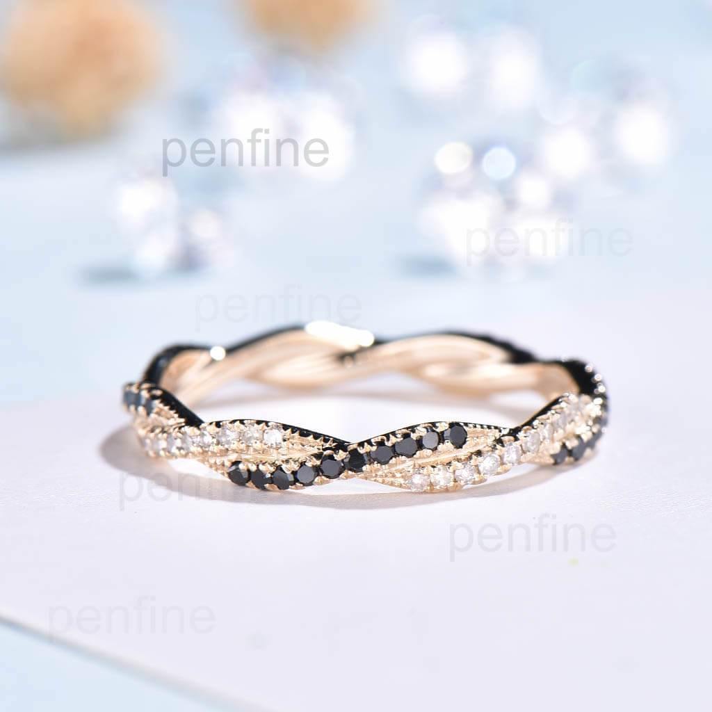 Petite Twisted Vine Eternity Black Diamond Wedding Ring - PENFINE