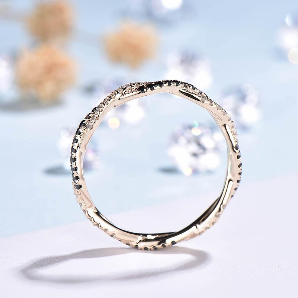 Petite Twisted Vine Eternity Black Diamond Wedding Ring - PENFINE