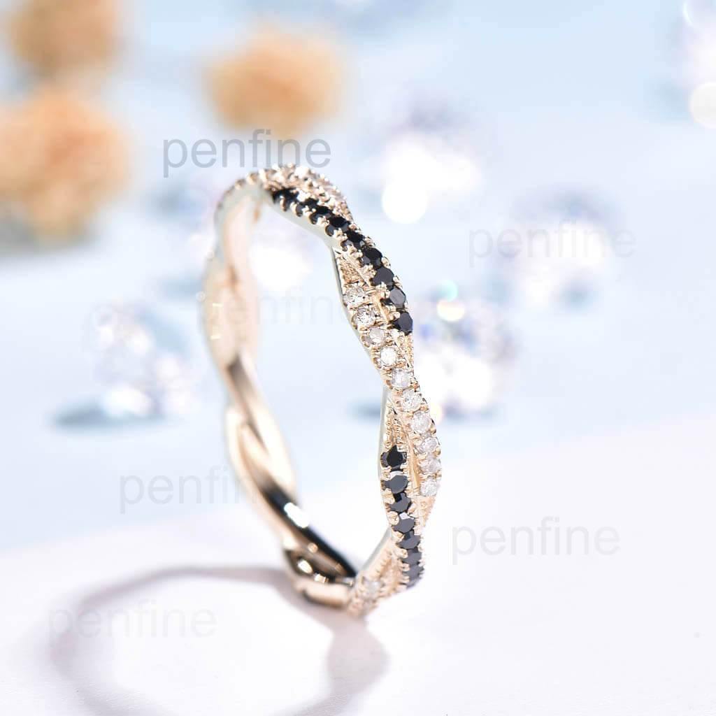 Petite Twisted Vine Eternity Black Diamond Wedding Ring - PENFINE