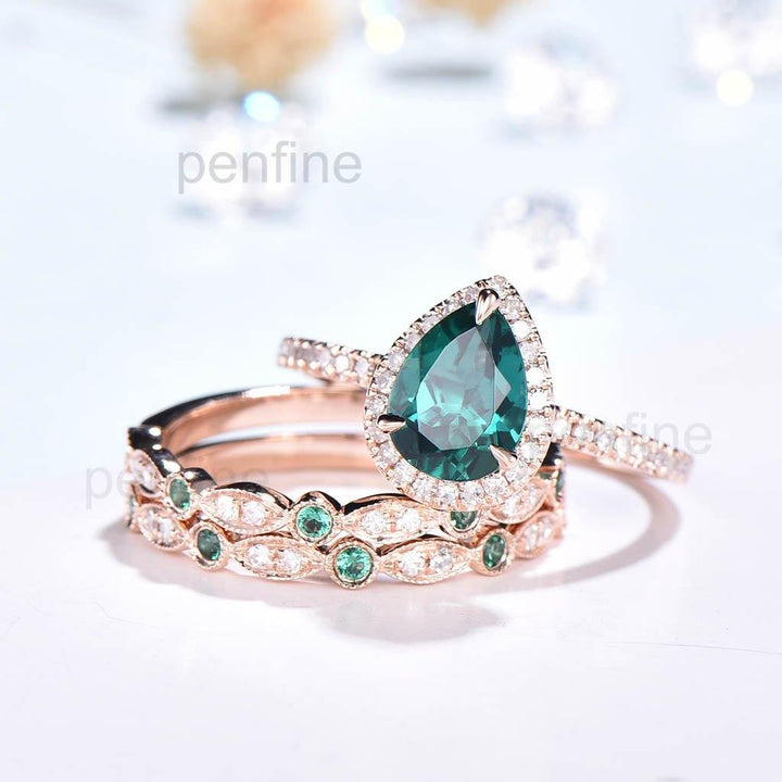 emerald wedding set