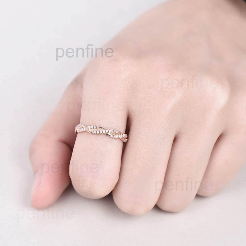 Twisted Fill Eternity Diamond Wedding Ring - PENFINE