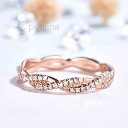Twisted Fill Eternity Diamond Wedding Ring - PENFINE