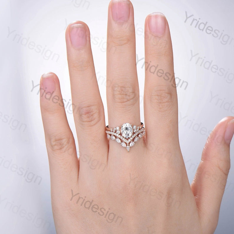 Round & Princess Eternity Diamond Wedding Ring Set 14K White Gold-G,SI  (G-H/SI1-SI2) – Glitz Design