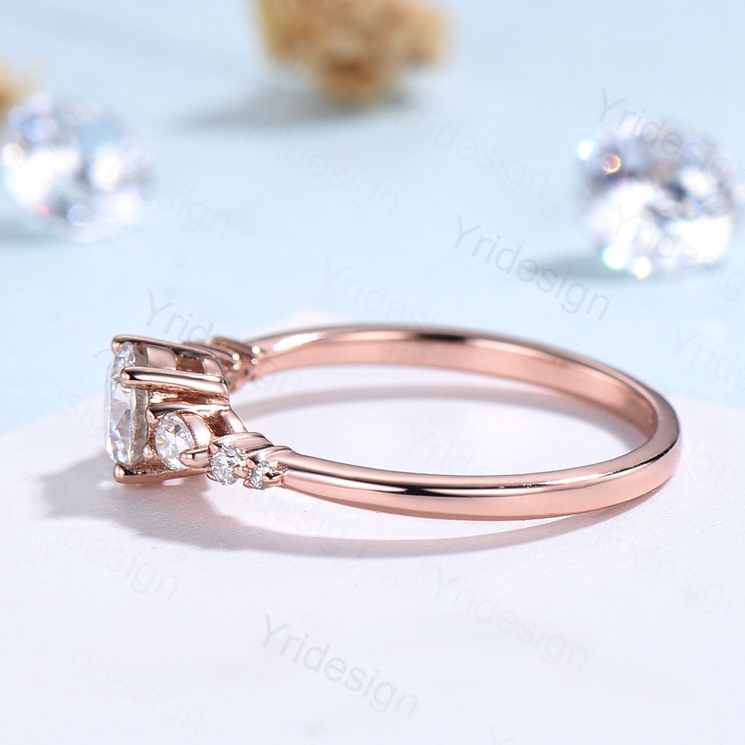 3ct Unique Moissanite Ring Dainty Moissanite engagement ring Minimalist rose gold moissanite bride ring anniversary promise ring for women - PENFINE