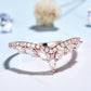 Diamond Wedding Ring For Women Unique Wedding Band Rose Gold Vintage Curved V Marquise Moissanite Matching Band Stacking Anniversary Ring - PENFINE