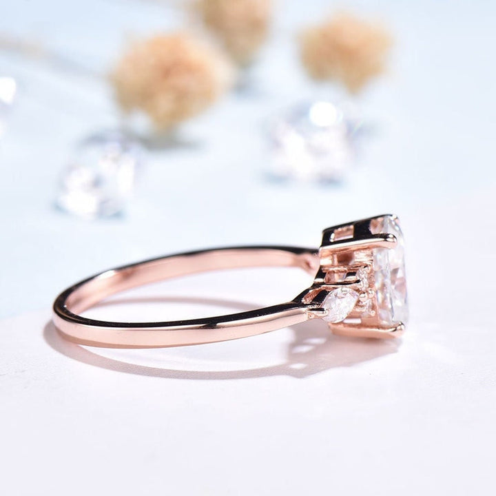 Sale !!! Pear Shaped Opal Ring Rose Gold Unique Cluster Diamond Opal Engagement Ring Teardrop  Bridal Promise Ring Women Anniversary gift - PENFINE