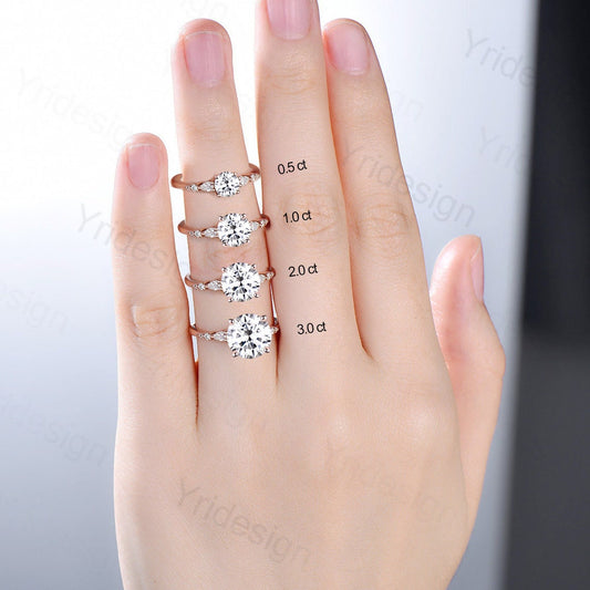 3ct Unique Moissanite Ring Dainty Moissanite engagement ring Minimalist rose gold moissanite bride ring anniversary promise ring for women - PENFINE